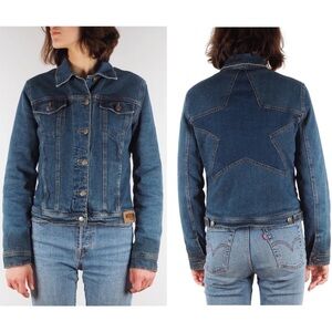 Moschino Jeans Vintage Y2K 2000s Stretch Denim Big Star Jean Jacket Sz US4 IT38